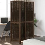 Room Divider 3 Panels Privacy Screen Dark Brown Solid Wood Paulownia vidaXL