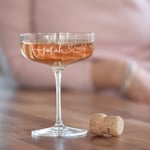 Name Champagne Coupe Glass with Pretty Heart Detail, 30cl,14cm H, Champagne Saucer Birthday Gift