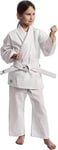 Ippon Gear Club Karate GI Set Beginner Karate Suit Kids Suit incl belt [size 200 I drawstring waistband I 220gr/m² (8 oz) fabric density] white