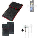 Cover for Xiaomi Redmi Note 11T Pro+ dark gray red edges Sleeve + earphones