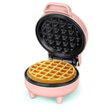 SNAILAR Mini Waffle Maker, 550W Waffle Iron, Ready Indicator Light, Non Stick Coating, Cool Touch Handle, Compact Size, Pink