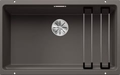 BLANCO Etagon 700-U Granite Sink Made of Silgranit Volcano Grey Installation Type: Undermount for 80 cm-Wide Base Cabinets Sophisticated System Concept with Versatile Etagon Rails