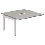 Skrivbord O-stativ påbyggn.modul 1400x700mm ljusgrå med silver underrede