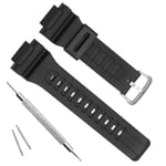 OliBoPo Waterproof Natural Resin Replacement Watch Band for Casio SGW-300H MRW-200H AE-1200 W-800H W-735H AQ- S800W AQ- S810W (Sliver Buckle/Black)