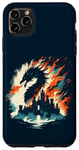 Coque pour iPhone 11 Pro Max Jeu de fantaisie château de réflexion double exposition Dragon Flamme