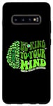 Coque pour Galaxy S10+ Be kind To Your Mind Green Ribbon Brain Retro Groovy Woman