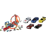Hot Wheels Spin Storm Track Set [Amazon Exclusive] & 5 Car Gift Pack (Styles May Vary)