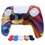 PS5 Controller Grip Skin RALAN,Silicone Gel Controller Cover Skin Protector Compatible For Sony PS5 PlayStation 5 Controller Skin with 10 Thumb Grips (Rainbow)
