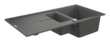 GROHE K400 | 1.5 bowls |335 x 420 x 205 mm & 155 x 295 x 146 mm | Quartz Composite kitchen sink with drainer | top-mounted with overflow and automatic waste fitting | Granite Gray | 31642AT0