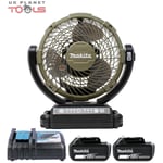 Makita DCF102ZO 18V LXT Olive Green Portable Fan + 2 x 6Ah Batteries & Charger