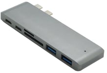 USB-C Macbook Pro hub - Grå - 6 vejs