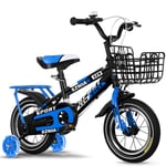 QQBB Suspension Children's Bicycle, 2-7 Years Old Boys And Girls 12In, 14In, 16In, 18In Thick Carbon Steel Frame Aluminum Alloy Wheels with Rear Seat Flash Mute Auxiliary Wheels,A,12in