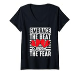 Womens Embrace The Beat Defeat The Fear - Open Heart Surgery V-Neck T-Shirt
