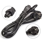 UKDJ C5 2.5A Class 1 CEE7/7 EURO Clover Leaf Schuko Laptop Mains Power Lead 2M