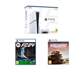 Sony PlayStation 5 (Model Group - Slim), Wreckfest & EA Sports FC 24 Bundle, White