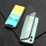 Étuis pour téléphone cellulaire, for iPhone 11 Ultra Slim taillage Simple magnétique Adsorption Cadre Angulaire en Verre trempé Aimant de Flip Case (Couleur : Vert)