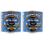 2x Hammerite Direct To Rust Smooth Black Quick Drying Metal Paint 250ml