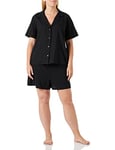 Calvin Klein Women's S/S Short Set 000QS6967E Pyjamas, Black (Black), M