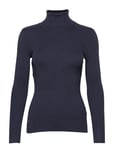 Stretch Cotton Modl-L/S Turtle Neck Tops Knitwear Turtleneck Blue Lauren Ralph Lauren