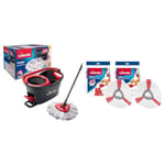 Vileda Turbo 3 in 1 with Microfibre Pad, Spin Mop For Cleaning Floors, Set Of 1x Mop And 1x Bucket & Turbo 2in1 Spin Mop Refill, Pack of 2 Turbo 2in1 Mop Head Replacements