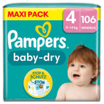 Pampers Baby-Dry bleier, størrelse 4, 9-14 kg, Maxi Pack (1 x 106 bleier) - Bare i dag: 10x mer babypoints
