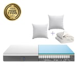 Pack 180x200 - Matelas Hybride + Couette + Oreiller Nuage