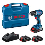 Bosch Professional 18V System perceuse-visseuse sans-fil GSR 18V-45 (moteur sans charbon, vitesse 1 900 tr/min, avec 3 batteries ProCORE 4,0 Ah, chargeur GAL 18V-40, dans L-Case)