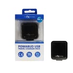 FX Factory Powabud 5V/1A USB Portable Mains Wall Charger for iPhone/iPad/Samsung Tab/iPod/Smartphone/5V Tablet/Bluetooth Speaker/Headset - Black