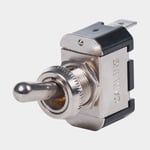 Blue Sea Systems Återfjädrande vippströmbrytare WeatherDeck Toggle Switch SPST, 1-polig, Av-(På), 15 A (12 V DC) / (125 AC) 10 (250 AC), silver