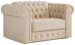 Jay-Be Chesterfield Fabric Cuddle Chair Sofa Bed - Cream
