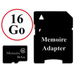 Minneskort i Micro-SD-format 16 GB klass 10 + Adapter för Huawei Y5 II 4G by PH26®
