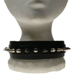 Gothic Punk 1 Row Strip Spike/Cone and Rivet Leather Neckband NB266