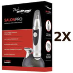 2X Paul Anthony Battery Operated Salon Pro Nose & Beard Clipper & Nasal Trimmer