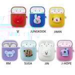 Wi66 Bts Bt21 Bangtan Boys Kpop-karaktär Bt21 Airpods 1/2 fodral Silikonfodral Officiell K-pop Autentisk med nyckelring Jimin -ES JIMIN