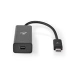 Nedis USB-C™ Adapter | USB 3.2 Gen 1 | USB-C™ Hane | Mini DisplayPort Hona | 8K@60Hz | 0.20 m | Rund | Nickelplaterad | PVC | Svart | Låda