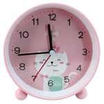 LA HAUTE 4" Round Silent Alarm Clock Non Ticking Bedside/Desk Alarm Clock Battery Powered Travel Clock with Nightlight (ZZ-Pink)