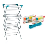 Beldray COMBO-6722 3 Tier Elegant Clothes Airer with 20 Metre Washing Line & 20 Garment Pegs