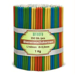Diveevo Ritual Candles Beeswax Candles: Yellow, Red, Green, Blue Pack of 350 L 16 cm Diameter 5.0 mm Burn Time 30 Minutes; Natural, Drip , Smokeless Thin Church Quality, Made of Beeswax No. 140