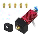 Mk8 Hot End Extruder Hot End Kit med 0,4 mm munstycke*5 och case*1 för Ender 3 / Ender 3s / Ender 3 Pro 3d-skrivare