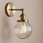 Dekorativ vägglampa i antik design med randiga små glasbollar, loftvägglampa, vägglampa, väggbelysning (antik färg)