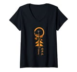 Womens The Ghost Samurai Sword Japanese Retro Samurai Warrior V-Neck T-Shirt