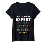 Womens NYC New York City Subway Expert Train Station Signs V-Neck T-Shirt