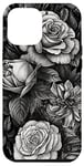 Coque pour iPhone 14 Plus Roses gothiques noires et blanches - Jardinage gothique