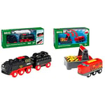 BRIO World Battery Powered Steaming Train Engine for Kids Age 3 Years Up for Children & World Remote Control Train Engine for Kids Age 3 Years Up - Compatible with all Railway Sets & Accessories