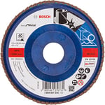 Bosch 2608607334 X571 Flap Disc for Metal Plastic Backed Straight, 115mm Ø, 40 Grit, Blue/Brown
