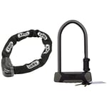 ABUS Granit CityChain XPlus 1060 - Hardened Steel Bicycle Chain Lock - ABUS-Security Level 15-170 cm - Black & U-Shackle Lock Granit XPlus 540/160 + Eazy KF-Holder - Black