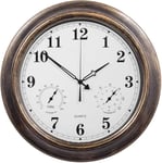 AMZYY Outdoor Wall Clock - 45cm Waterproof Garden Clock With Thermometer And Hygrometer