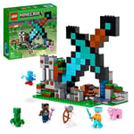 LEGO 21244 Minecraft L’Avant-Poste de l’Épée, Jouet de Construction, avec Figurines Creeper, Guerrier Gardien et Squelette, Cadeau Enfants 8 Ans