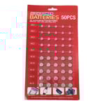 50 st AG1/AG3/AG4/AG10/AG12/AG13 set för klocka Leksak Klocka Miniräknare Blandad Knappcellsbatteri Set