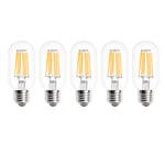 WULUN 5-Pack T45 LED Edison Bulb 6W 600 LM 2700K Warm White 60W Incandescent Replacement E27 Screw Vintage LED Decorative Light Bulb T45 Crystal Glass Tubular Filament Bulb Non-dimmable